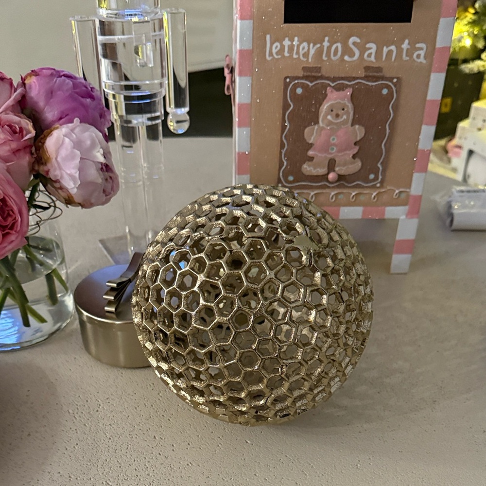 Gold Decorative Honeycomb Sphere